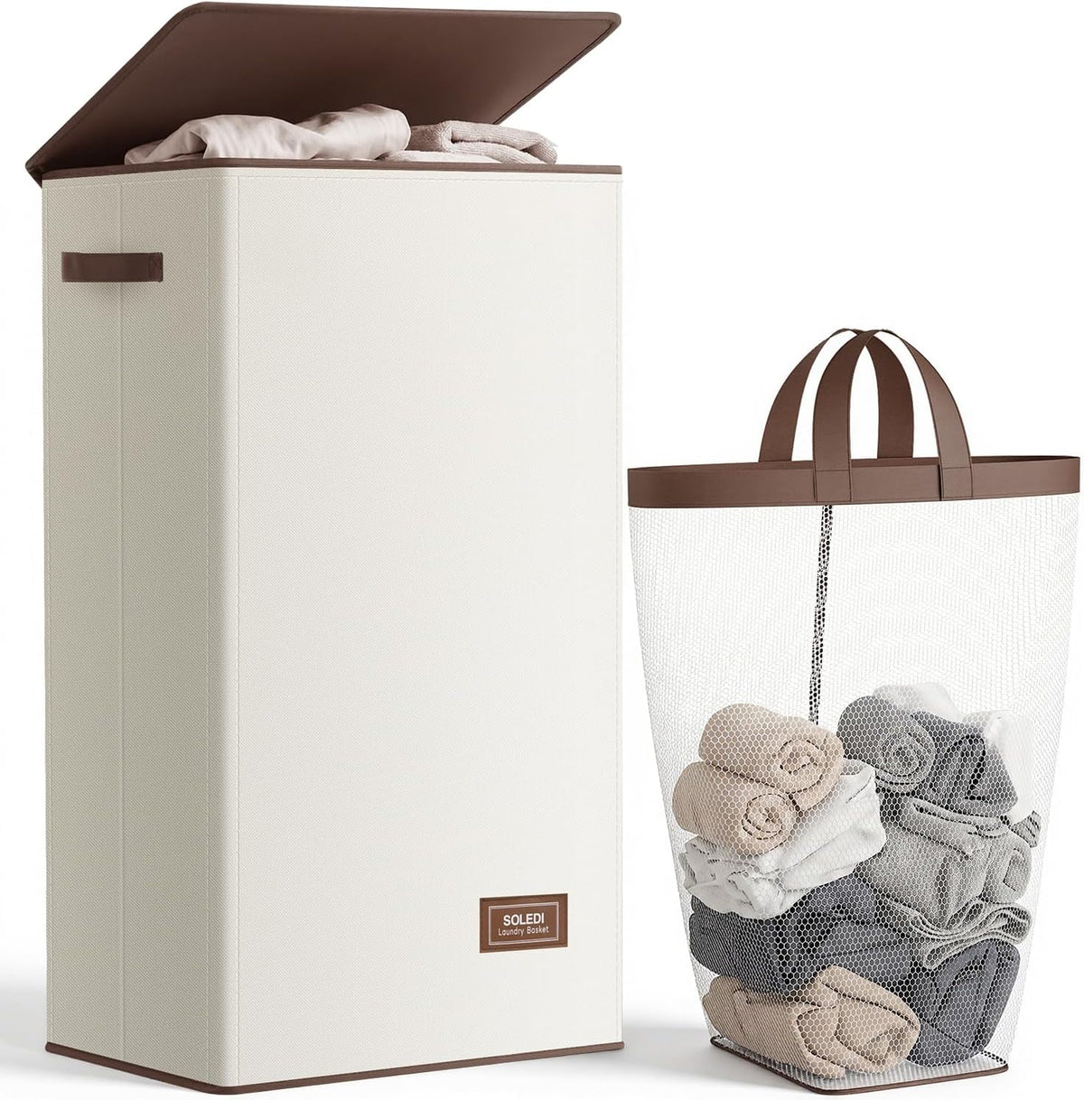 100L Laundry Hamper with Lid, Large Collapsible Laundry Basket