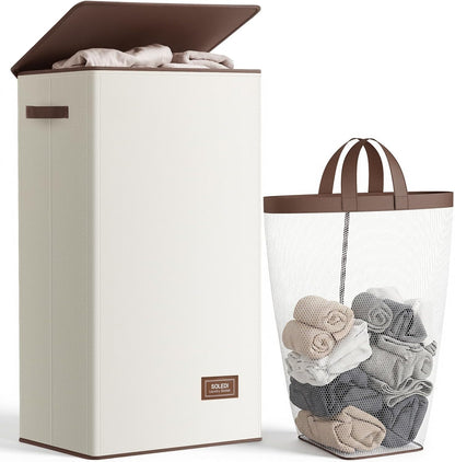 100L Laundry Hamper with Lid, Large Collapsible Laundry Basket