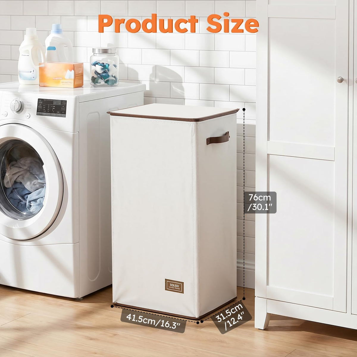 100L Laundry Hamper with Lid, Large Collapsible Laundry Basket