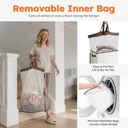 100L Laundry Hamper with Lid, Large Collapsible Laundry Basket