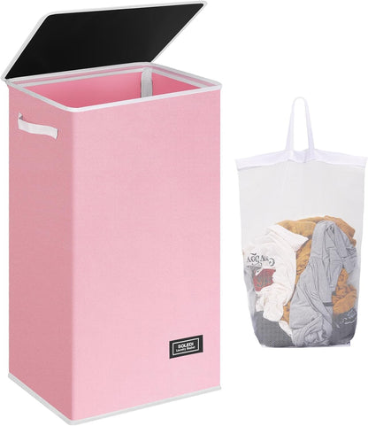 100L Laundry Hamper with Lid, Large Collapsible Laundry Basket