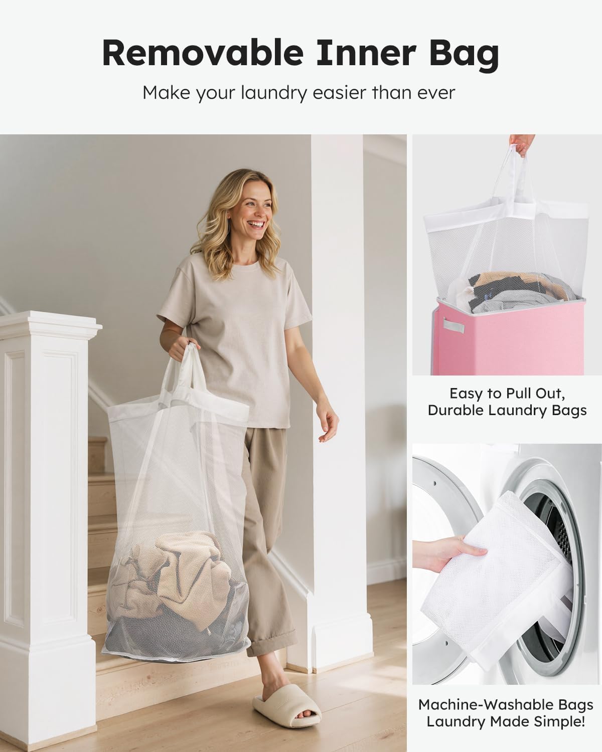 100L Laundry Hamper with Lid, Large Collapsible Laundry Basket