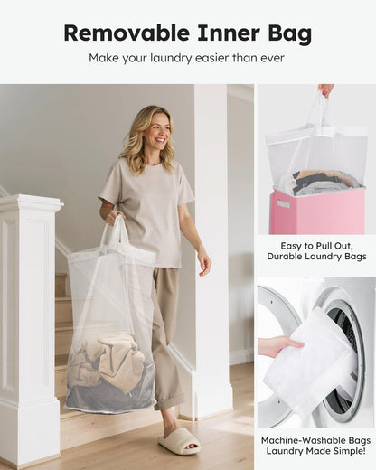 100L Laundry Hamper with Lid, Large Collapsible Laundry Basket