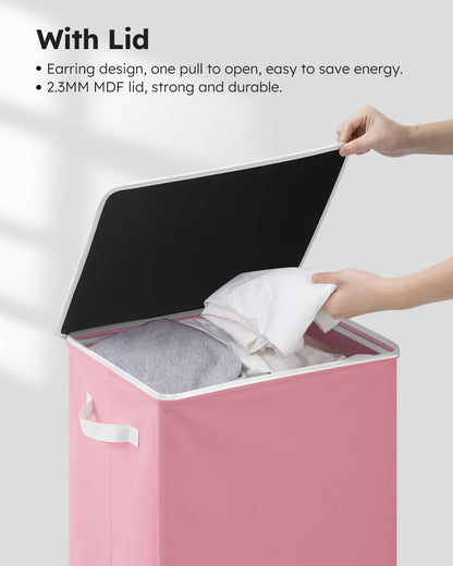 100L Laundry Hamper with Lid, Large Collapsible Laundry Basket