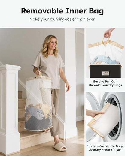 100L Laundry Hamper with Lid, Large Collapsible Laundry Basket