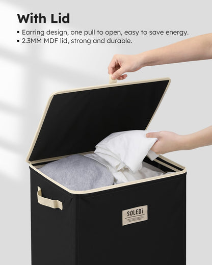 100L Laundry Hamper with Lid, Large Collapsible Laundry Basket