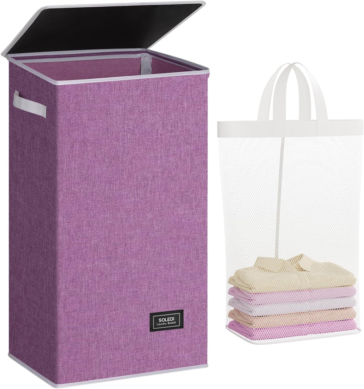 100L Laundry Hamper with Lid, Large Collapsible Laundry Basket