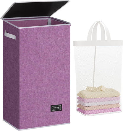 100L Laundry Hamper with Lid, Large Collapsible Laundry Basket