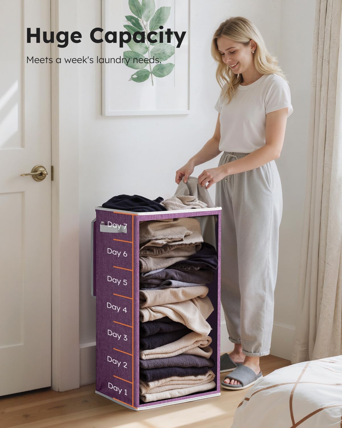 100L Laundry Hamper with Lid, Large Collapsible Laundry Basket