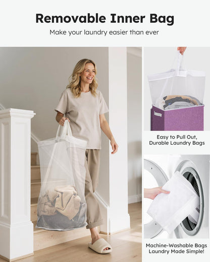 100L Laundry Hamper with Lid, Large Collapsible Laundry Basket