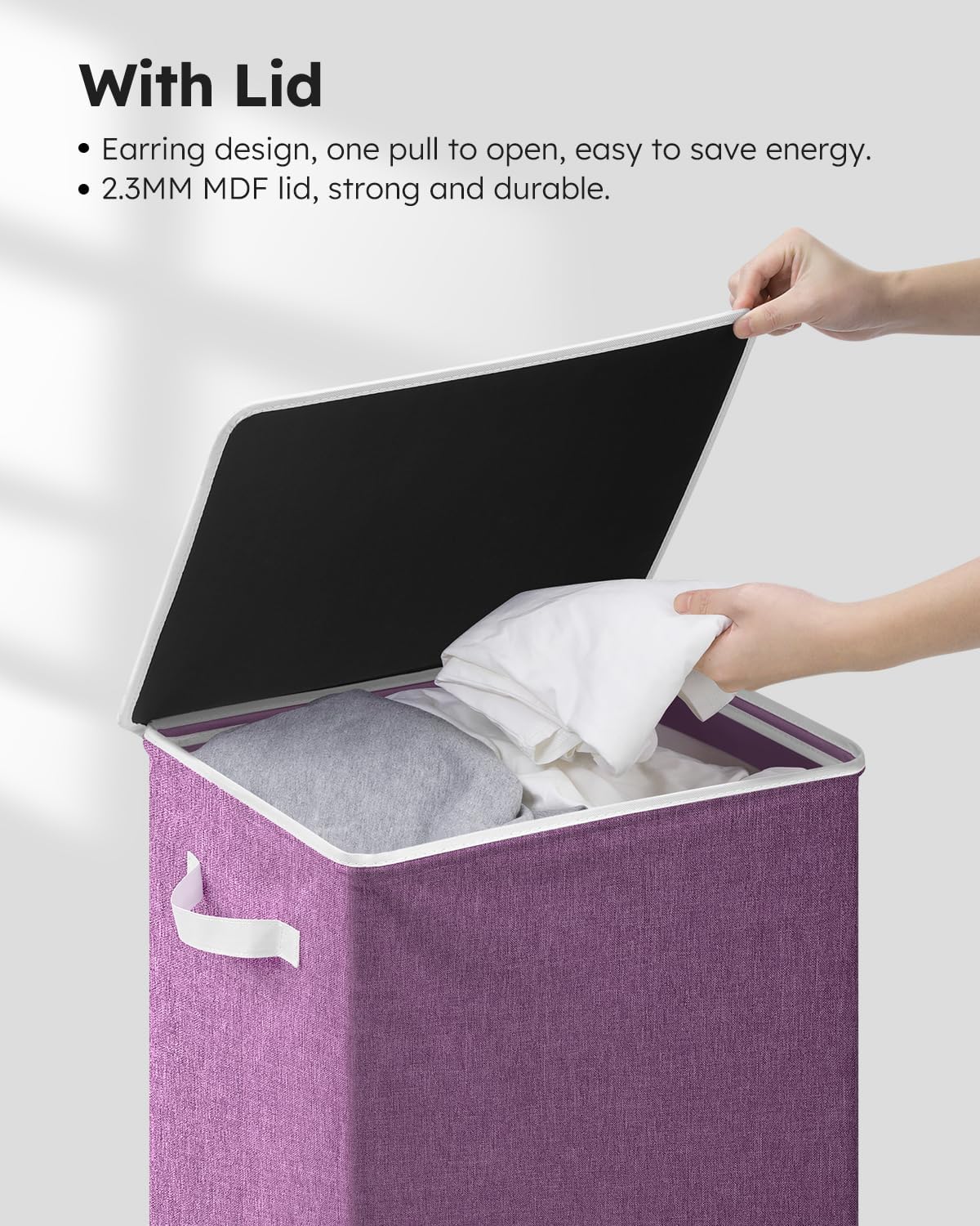 100L Laundry Hamper with Lid, Large Collapsible Laundry Basket