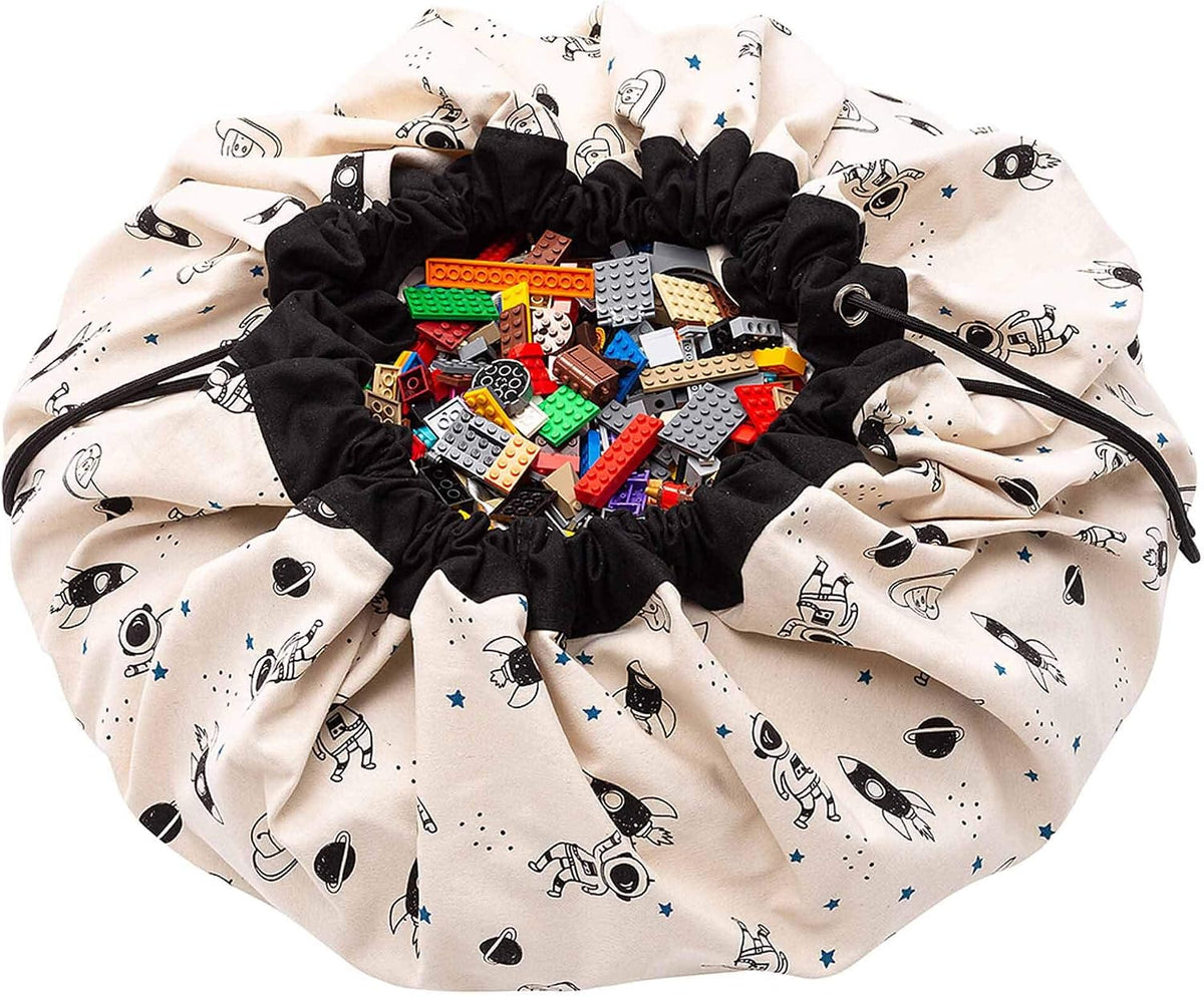 Drawstring Play Mat Storage Bag for Children - Kids Toy Storage Organizer - Drawstring Toy Bag - Large 55" Play Mat for Toddlers Toys and Bag for Storage - Fluorescent
