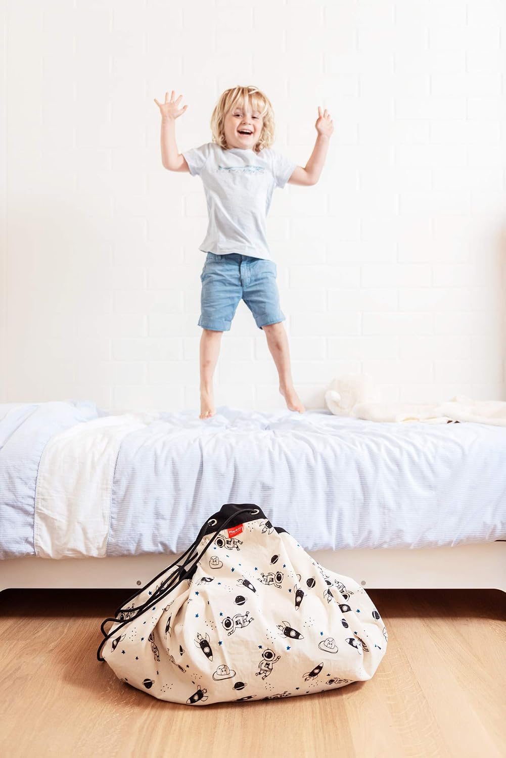 Drawstring Play Mat Storage Bag for Children - Kids Toy Storage Organizer - Drawstring Toy Bag - Large 55" Play Mat for Toddlers Toys and Bag for Storage - Fluorescent