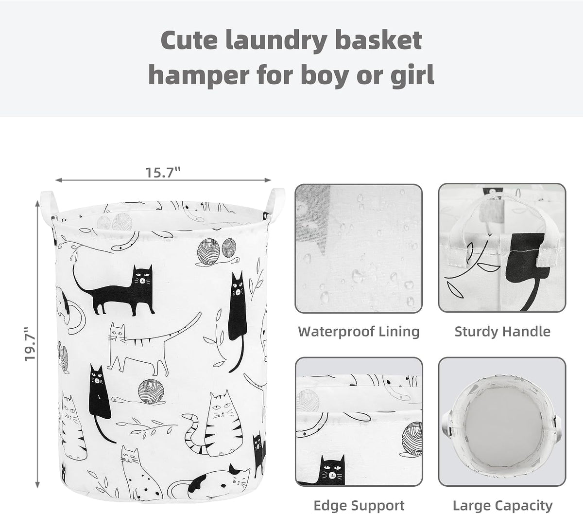Large Foldable Laundry Basket Hamper Holder Portable Tall Collapsible Laundry Hamper Nusery Storage Basket Bin with Handles, Canvas & Waterproof lining for Household Items (Floral Pink)