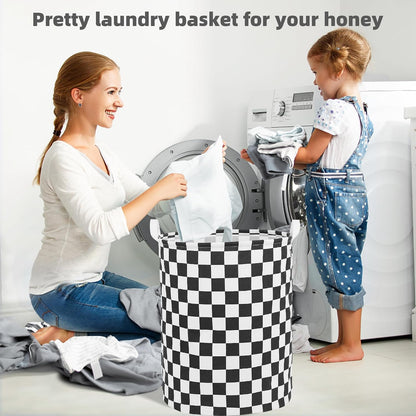 Large Foldable Laundry Basket Hamper Holder Portable Tall Collapsible Laundry Hamper Nusery Storage Basket Bin with Handles, Canvas & Waterproof lining for Household Items (Floral Pink)