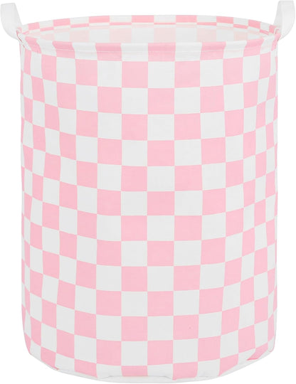 Large Foldable Laundry Basket Hamper Holder Portable Tall Collapsible Laundry Hamper Nusery Storage Basket Bin with Handles, Canvas & Waterproof lining for Household Items (Floral Pink)