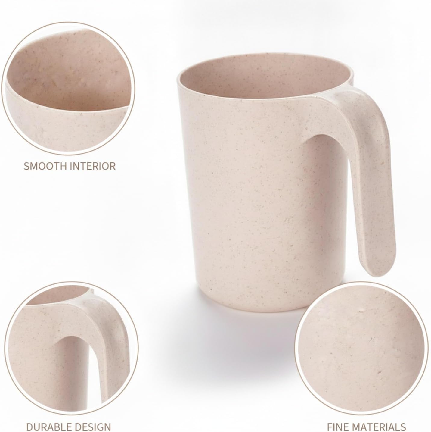 1 Pack Wheat Straw Tumbler with Handle, 11 fl oz Compact Drinking Cup for Bathroom Sink and Office Desk Use