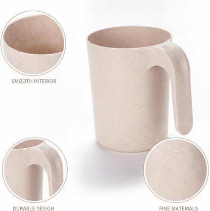 1 Pack Wheat Straw Tumbler with Handle, 11 fl oz Compact Drinking Cup for Bathroom Sink and Office Desk Use