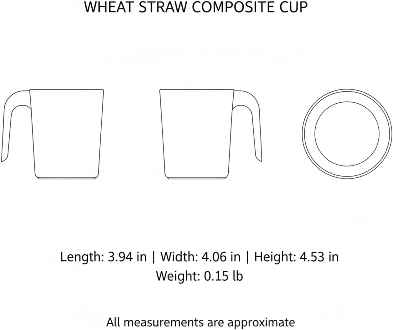1 Pack Wheat Straw Tumbler with Handle, 11 fl oz Compact Drinking Cup for Bathroom Sink and Office Desk Use