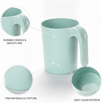 1 Pack Wheat Straw Tumbler with Handle, 11 fl oz Compact Drinking Cup for Bathroom Sink and Office Desk Use