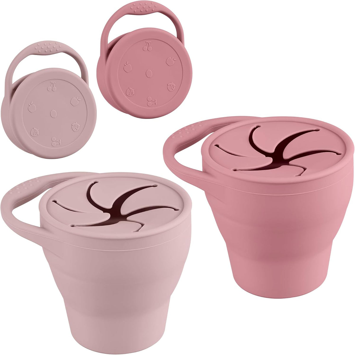 Snack Containers, Silicone Snack Cups for 6-12 Months Toddlers - Pack of 2 Food Grade Silicone Snack Cups with Grip Handle for Baby Led Weaning, Unbreakable (Color 2)