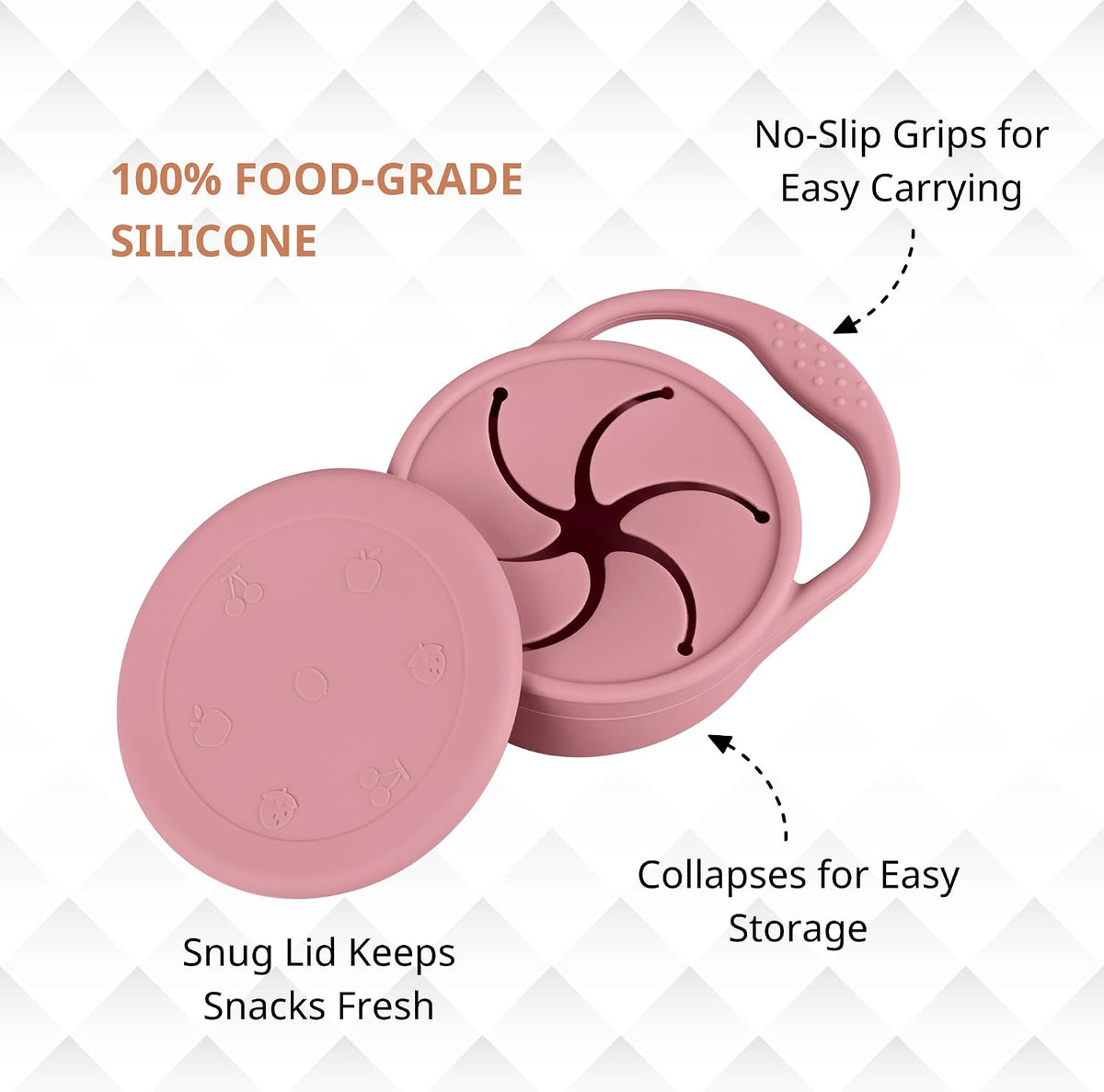Snack Containers, Silicone Snack Cups for 6-12 Months Toddlers - Pack of 2 Food Grade Silicone Snack Cups with Grip Handle for Baby Led Weaning, Unbreakable (Color 2)