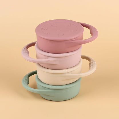 Snack Containers, Silicone Snack Cups for 6-12 Months Toddlers - Pack of 2 Food Grade Silicone Snack Cups with Grip Handle for Baby Led Weaning, Unbreakable (Color 2)
