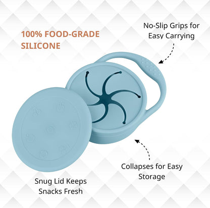 Snack Containers, Silicone Snack Cups for 6-12 Months Toddlers - Pack of 2 Food Grade Silicone Snack Cups with Grip Handle for Baby Led Weaning, Unbreakable (Color 2)