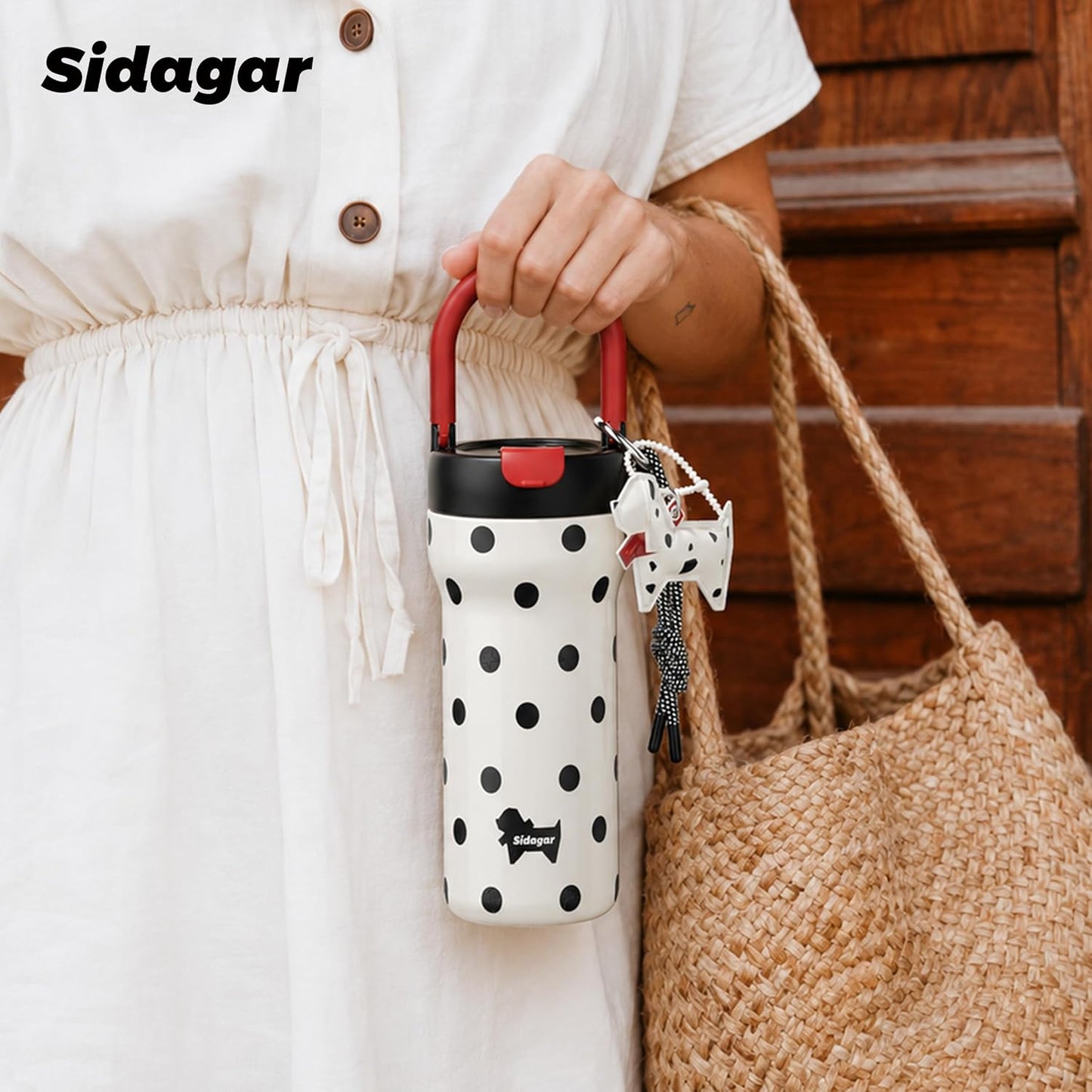 25oz Insulated Tumbler Ceramic Stainless Steel Water Bottle, Blue | Ceramic Lined Water Bottle With Lid and Straw, Leak Proof for Hot and Cold, Portable Travel Coffee Cup for Women