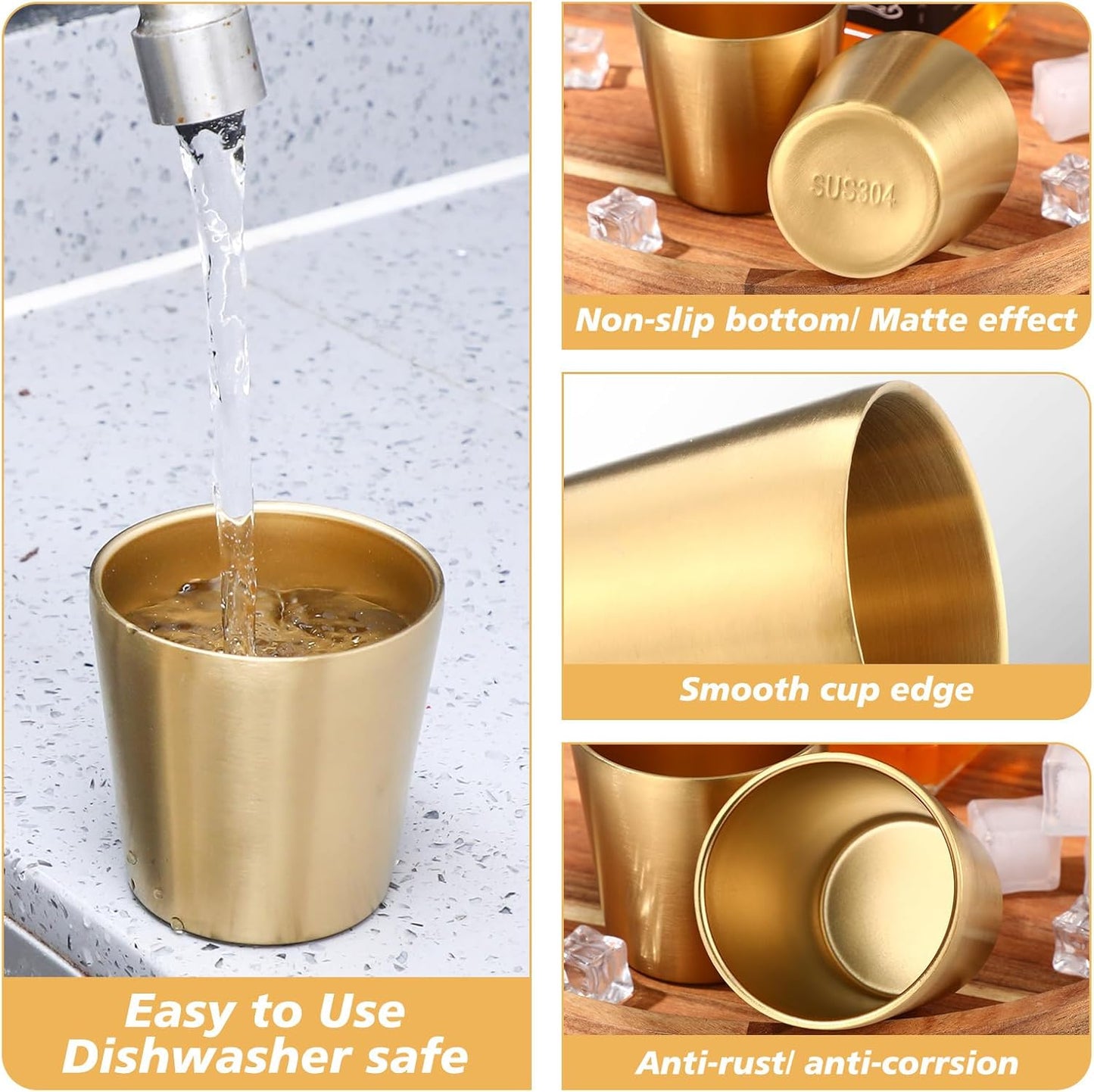 12 Pieces Stainless Steel Cups Double Wall Tumbler Glasses Stackable Metal Drinking Cups Insulated Drinking Glasses Reusable Camping Mugs for Home Camping RV BBQ Office Party(Silver,8.8 oz)
