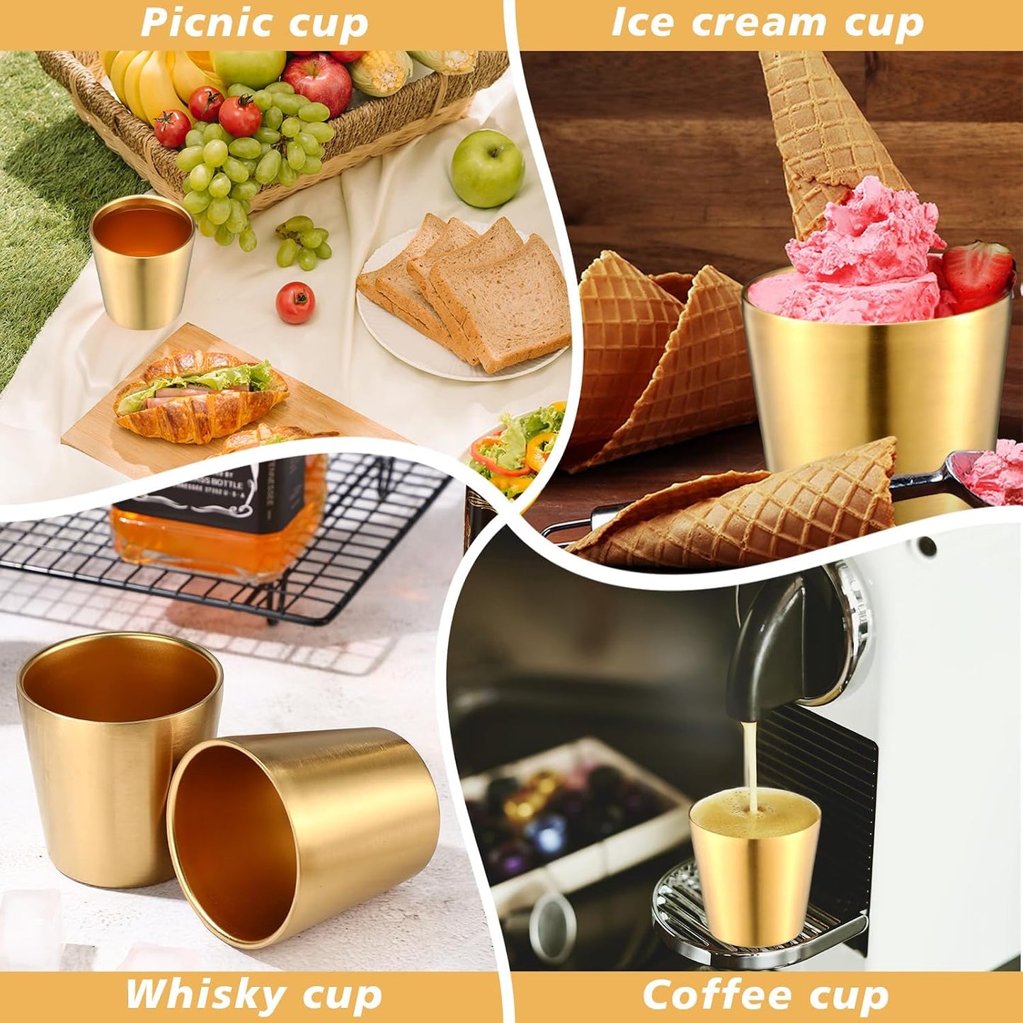 12 Pieces Stainless Steel Cups Double Wall Tumbler Glasses Stackable Metal Drinking Cups Insulated Drinking Glasses Reusable Camping Mugs for Home Camping RV BBQ Office Party(Silver,8.8 oz)