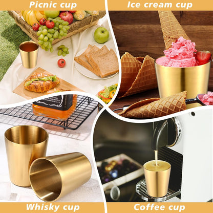 12 Pieces Stainless Steel Cups Double Wall Tumbler Glasses Stackable Metal Drinking Cups Insulated Drinking Glasses Reusable Camping Mugs for Home Camping RV BBQ Office Party(Silver,8.8 oz)