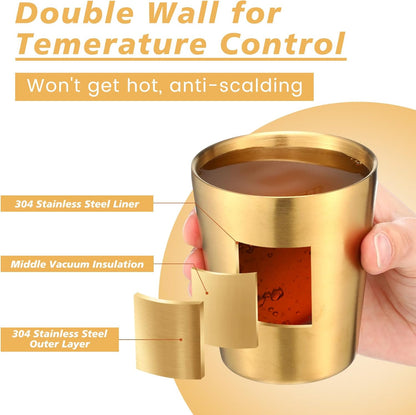 12 Pieces Stainless Steel Cups Double Wall Tumbler Glasses Stackable Metal Drinking Cups Insulated Drinking Glasses Reusable Camping Mugs for Home Camping RV BBQ Office Party(Silver,8.8 oz)