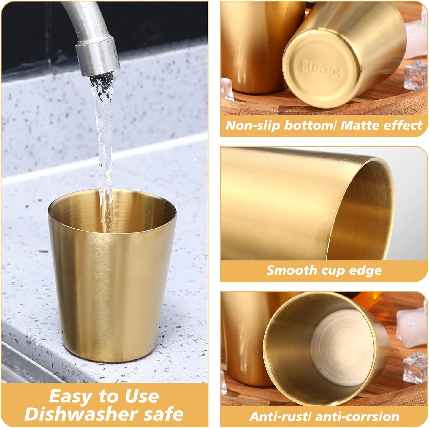 12 Pieces Stainless Steel Cups Double Wall Tumbler Glasses Stackable Metal Drinking Cups Insulated Drinking Glasses Reusable Camping Mugs for Home Camping RV BBQ Office Party(Silver,8.8 oz)