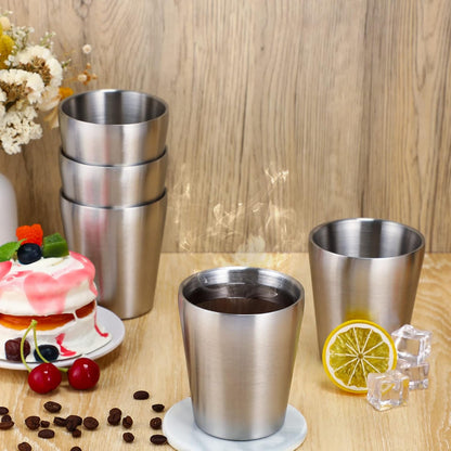 12 Pieces Stainless Steel Cups Double Wall Tumbler Glasses Stackable Metal Drinking Cups Insulated Drinking Glasses Reusable Camping Mugs for Home Camping RV BBQ Office Party(Silver,8.8 oz)