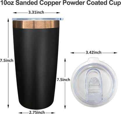 10 oz Insulated Coffee Tumbler Travel Coffee Mug（Black） | Double Wall Vacuum Insulated，Stainless Steel Tumbler，Powder Coated Cup，Laser Engrave，for Hot and Cold Drinks，Outdoor，1 Pack