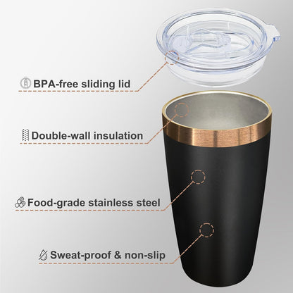 10 oz Insulated Coffee Tumbler Travel Coffee Mug（Black） | Double Wall Vacuum Insulated，Stainless Steel Tumbler，Powder Coated Cup，Laser Engrave，for Hot and Cold Drinks，Outdoor，1 Pack