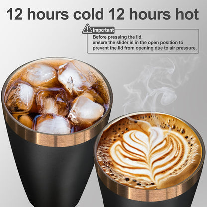 10 oz Insulated Coffee Tumbler Travel Coffee Mug（Black） | Double Wall Vacuum Insulated，Stainless Steel Tumbler，Powder Coated Cup，Laser Engrave，for Hot and Cold Drinks，Outdoor，1 Pack