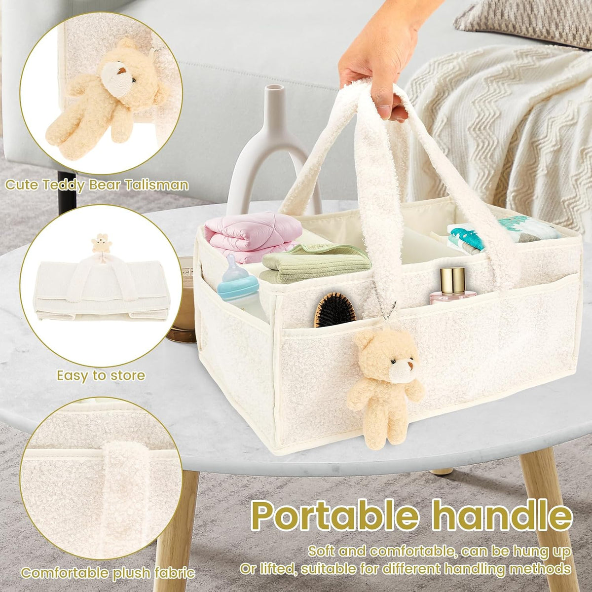 US Baby Diaper Caddy with Removable Dividers Portable Diaper Caddy Organizer Practical Diaper Organizer Multifunctional Baby Storage Basket for Changing Table(light green)