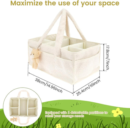 US Baby Diaper Caddy with Removable Dividers Portable Diaper Caddy Organizer Practical Diaper Organizer Multifunctional Baby Storage Basket for Changing Table(light green)