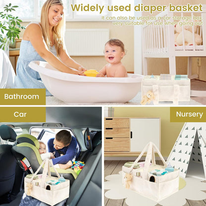 US Baby Diaper Caddy with Removable Dividers Portable Diaper Caddy Organizer Practical Diaper Organizer Multifunctional Baby Storage Basket for Changing Table(light green)