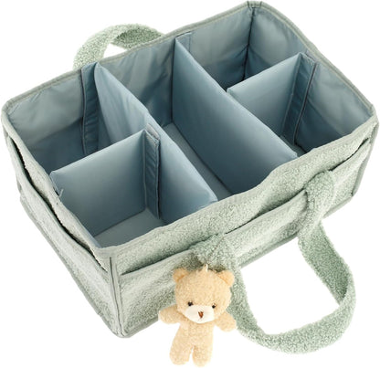 US Baby Diaper Caddy with Removable Dividers Portable Diaper Caddy Organizer Practical Diaper Organizer Multifunctional Baby Storage Basket for Changing Table(light green)
