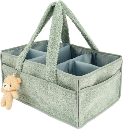 US Baby Diaper Caddy with Removable Dividers Portable Diaper Caddy Organizer Practical Diaper Organizer Multifunctional Baby Storage Basket for Changing Table(light green)