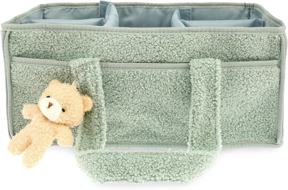 US Baby Diaper Caddy with Removable Dividers Portable Diaper Caddy Organizer Practical Diaper Organizer Multifunctional Baby Storage Basket for Changing Table(light green)