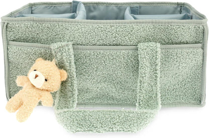 US Baby Diaper Caddy with Removable Dividers Portable Diaper Caddy Organizer Practical Diaper Organizer Multifunctional Baby Storage Basket for Changing Table(light green)