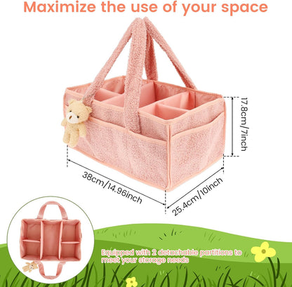 US Baby Diaper Caddy with Removable Dividers Portable Diaper Caddy Organizer Practical Diaper Organizer Multifunctional Baby Storage Basket for Changing Table(light green)