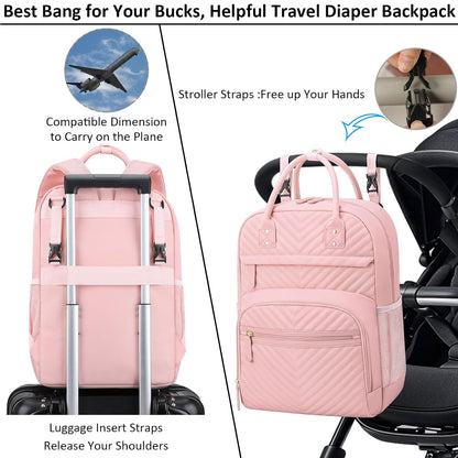 Diaper Bag Backpack for Women with Insulated Pockets Green