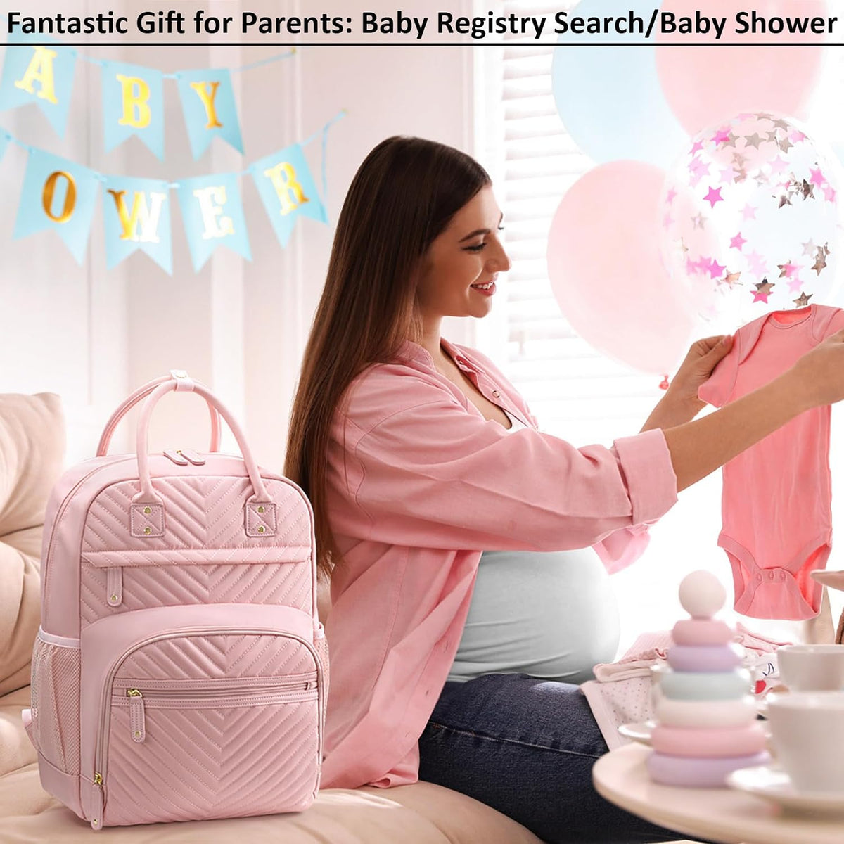 Diaper Bag Backpack for Women with Insulated Pockets Green