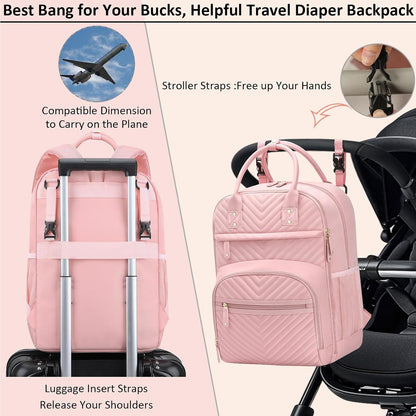 Diaper Bag Backpack for Women with Insulated Pockets Green