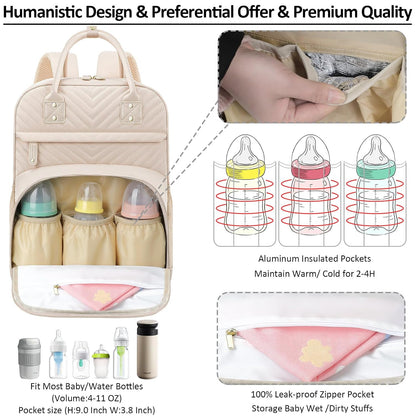 Diaper Bag Backpack for Women with Insulated Pockets Green